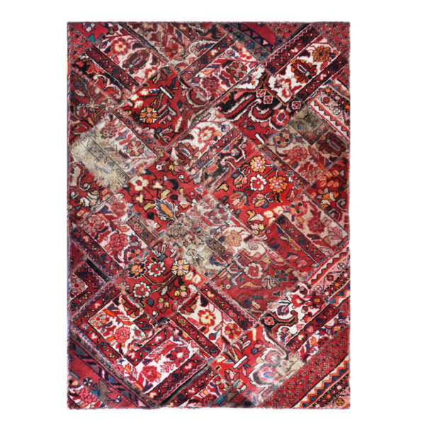 Vintage Persischer handgeknüpfter Patchwork-Teppich Cheltike