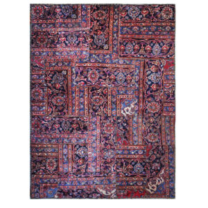 Vintage Persischer handgeknüpfter Patchwork-Teppich Samira