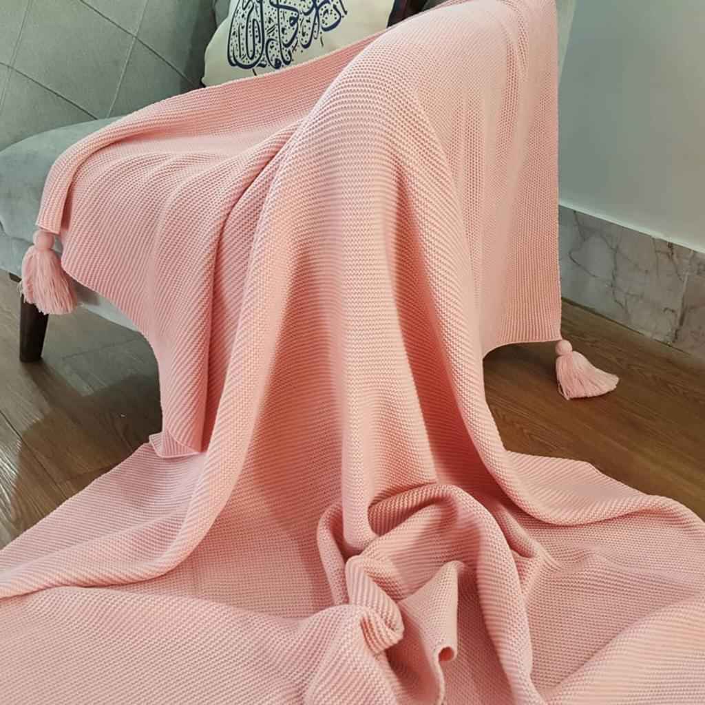 Weiche & leichte Karierte Strickdecke für Sofa & Bett Modell Classic