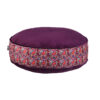 Bohemian großer runder Samt-Pouf, inspiriert von persischer Kunst, Lila Paisley
