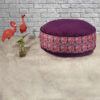 Bohemian großer runder Samt-Pouf, inspiriert von persischer Kunst, Lila Paisley