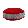 Bohemian großer runder Samt-Pouf, inspiriert von persischer Kunst, Rot Karina