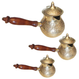 Set aus 3 Türkischen Kaffeekannen – Traditionell gravierter Messing-Cezve / Ibrik, Karina