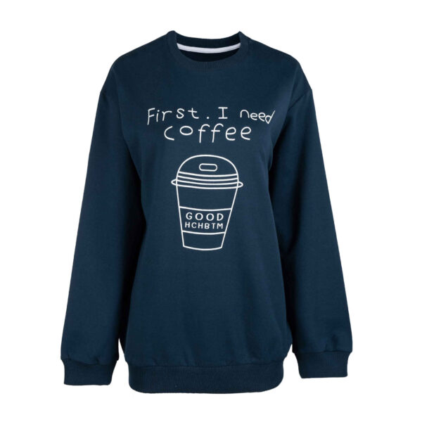 Damen lässiger Rundhals-Sweatshirt ModellCoffee