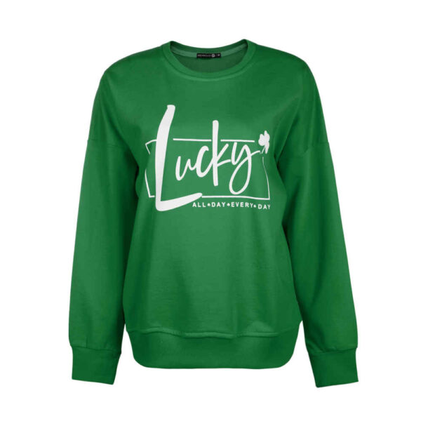 Damen lässiger Rundhals-Sweatshirt Modell Lucky