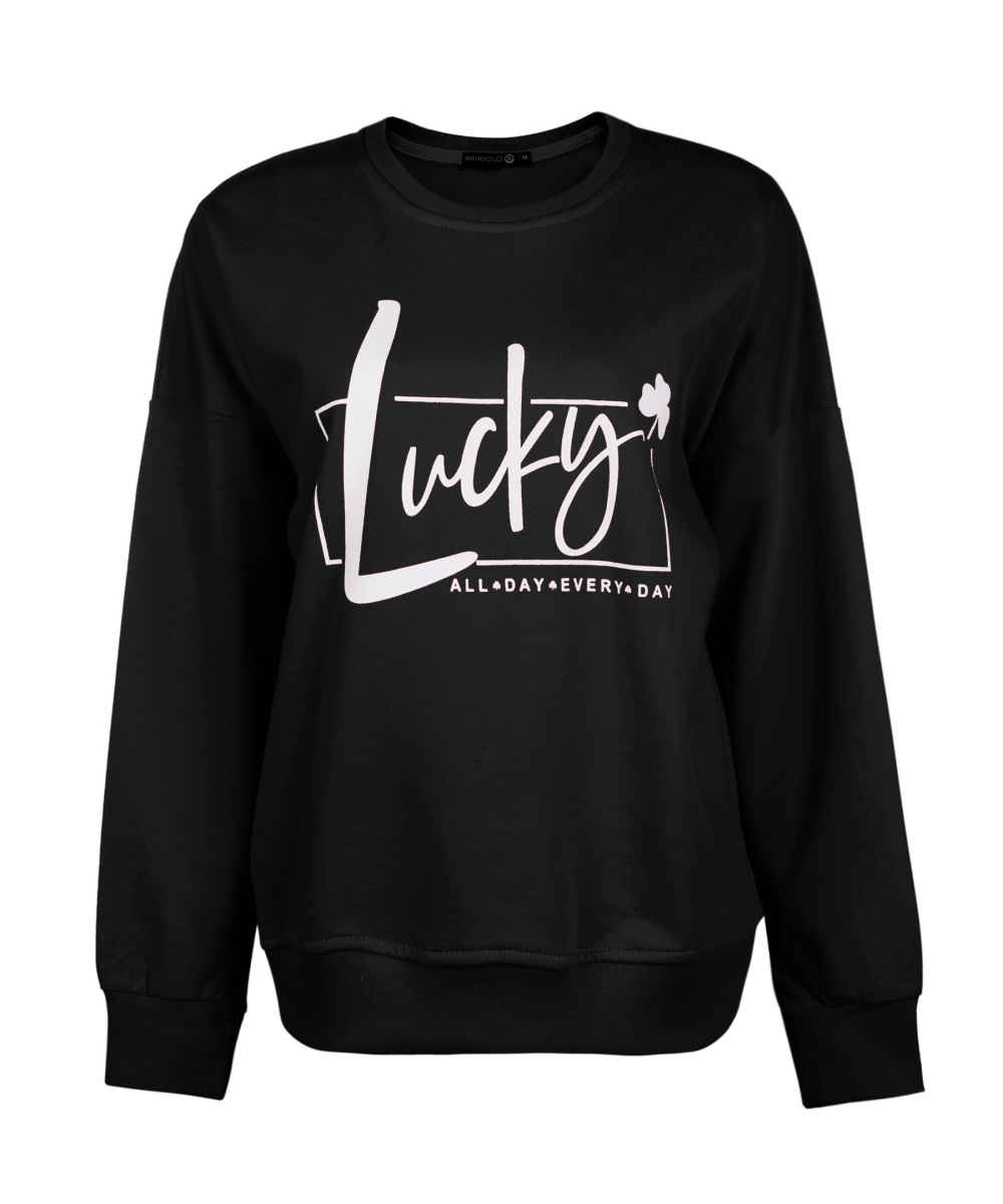 Damen lässiger Rundhals-Sweatshirt Modell Lucky
