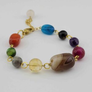 Perlenarmband für Damen – Amethyst- und Achat-Chakra-Steine