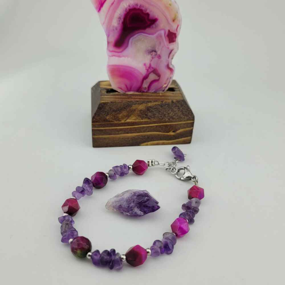 Perlenarmband für Damen – Amethyststein