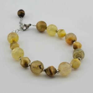 Perlenarmband für Damen – Katzenauge- und Quarzsteine