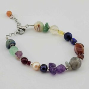 Perlenarmband für Damen – Bunte Chakra-Steine