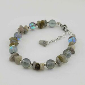 Perlenarmband für Damen – Labradorit- und Kristallsteine