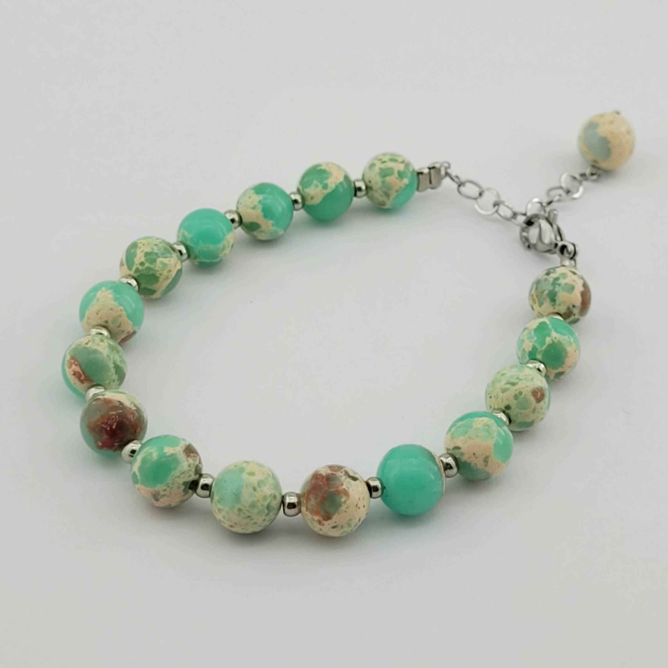 Perlenarmband für Damen – Ozean-Jaspisstein