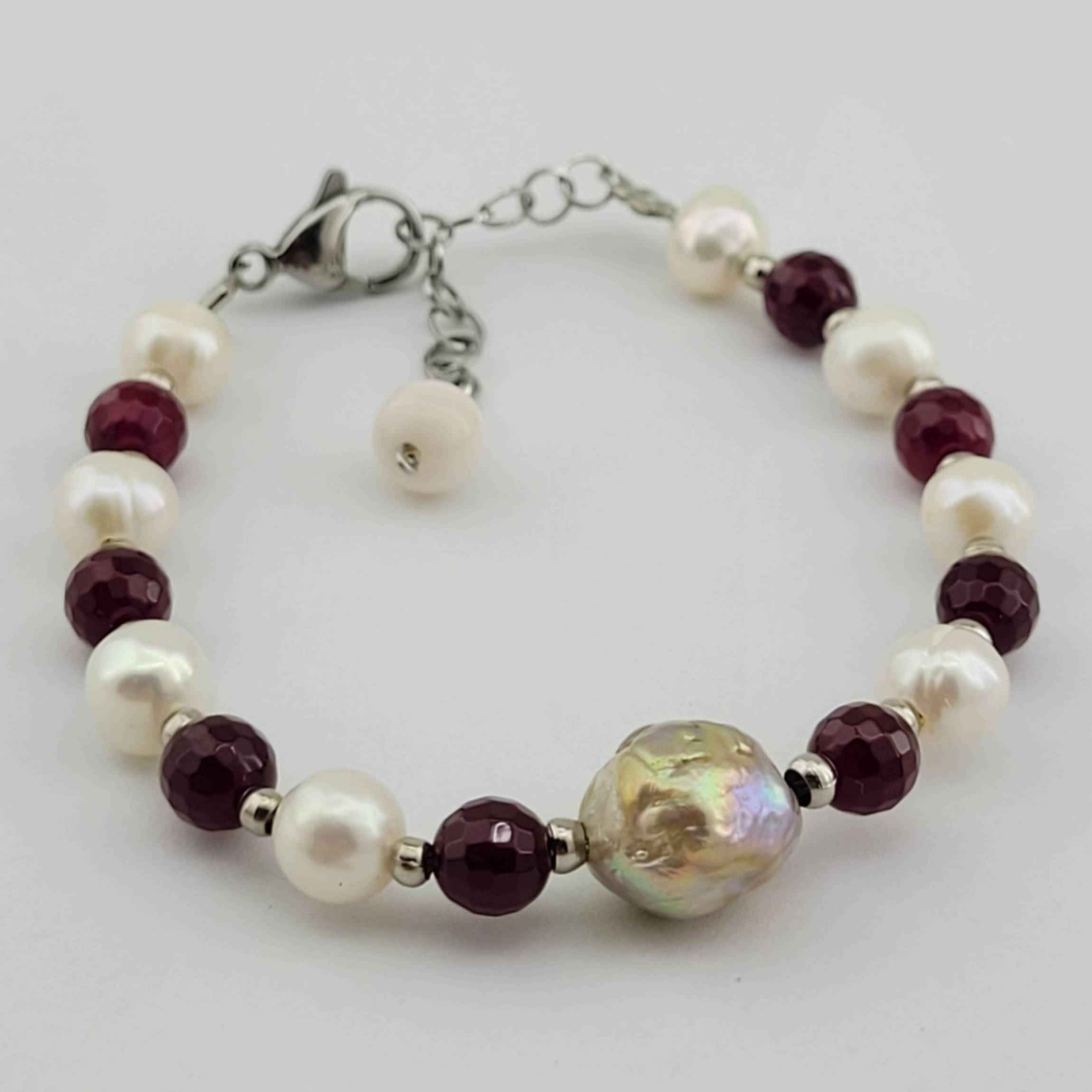 Perlenarmband für Damen – Perlen- und Achatsteine