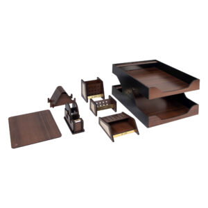 Holz-Schreibtisch-Organizer-Zubehör-Set – Modell Diplomat (7 Teile)