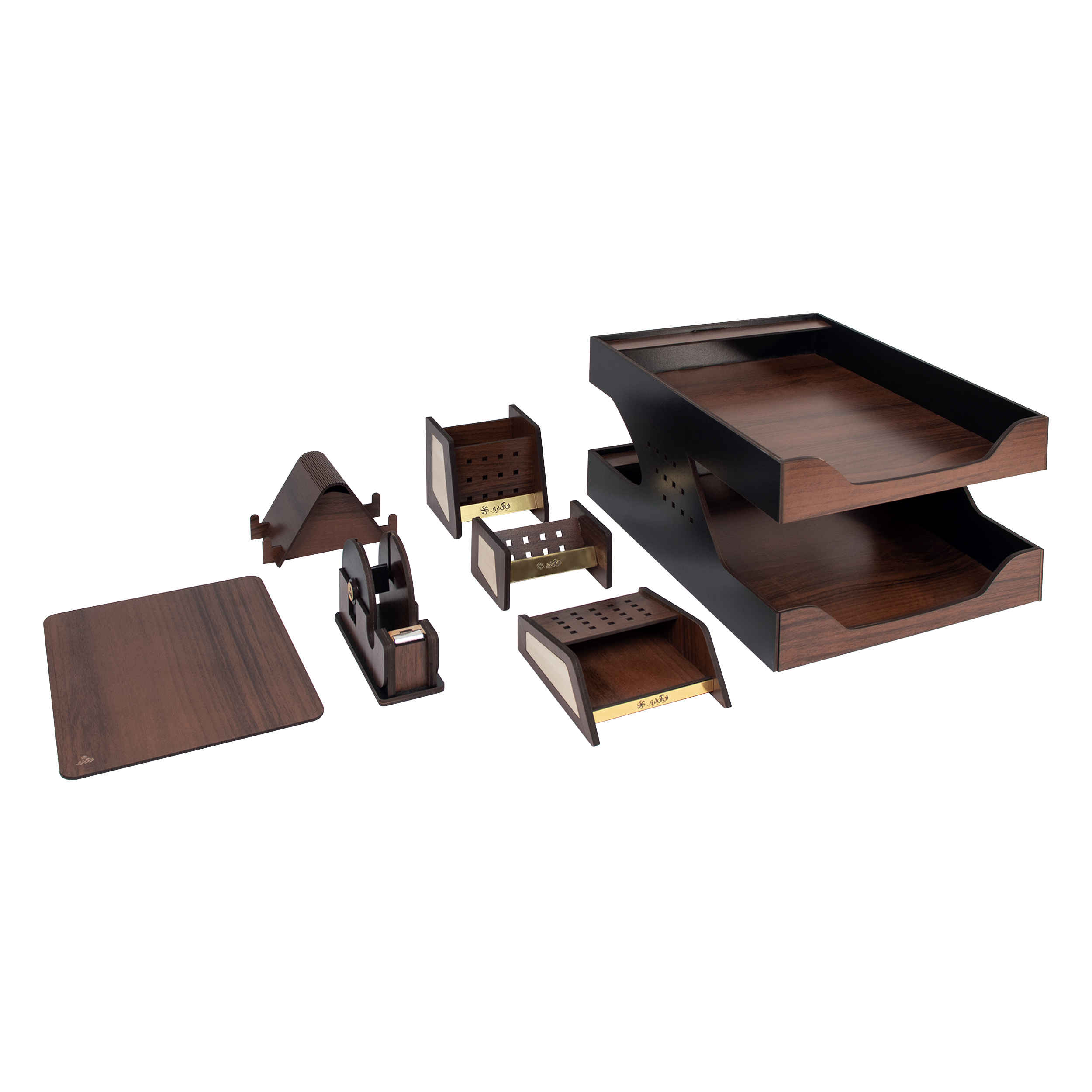 Holz-Schreibtisch-Organisationsset – Modell Diplomat (7-teilig)