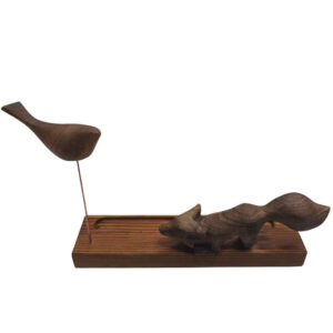 Holz-Räucherstäbchenhalter – Modell Bird & Fox (Set von 2)