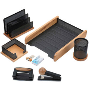 Holz-Schreibtisch-Organizer-Zubehör – Modell Ahoura (8 Teile)