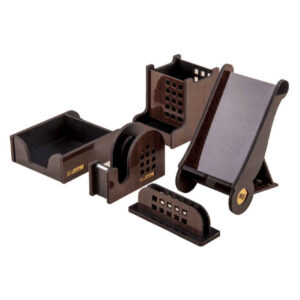 Holz-Schreibtisch-Organizer-Zubehör – Modell Edari (5 Teile)
