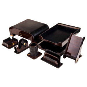 Holz-Schreibtisch-Organizer-Zubehör – Modell Farnaz (8 Teile)