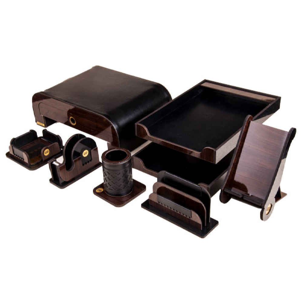 Holz-Schreibtisch-Organizer-Zubehör - Modell Farnaz (8 Teile)