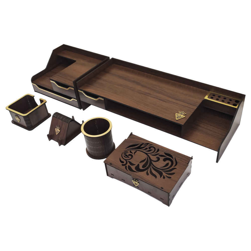 Holz-Schreibtisch-Organisationsset – Modell Parseh (6-teilig)