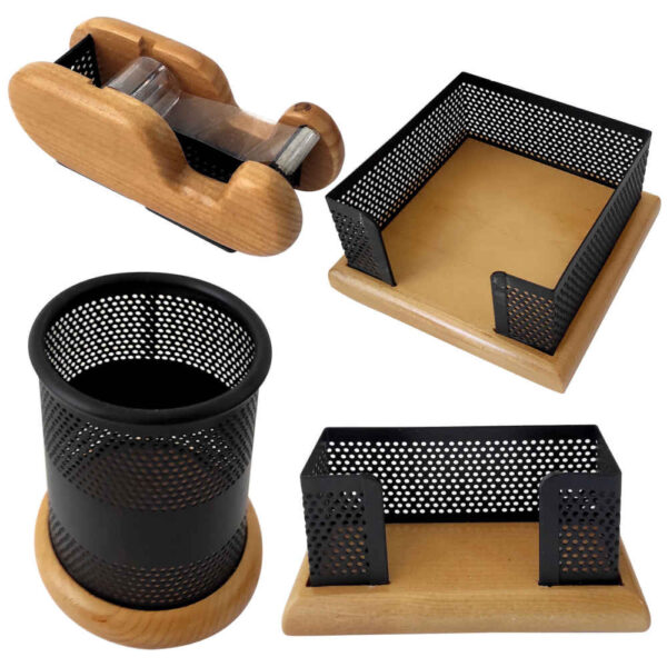 Schreibtisch-Organisationsset aus Holz – Modell Vandad (4-teilig)