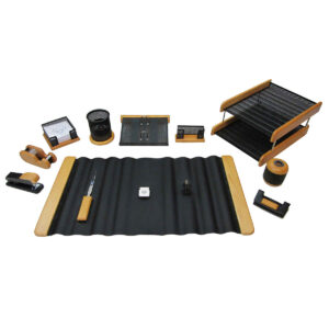 Holz-Schreibtisch-Organizer-Zubehör – Modell Wafer (13 Teile)