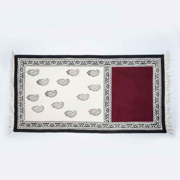 Handgefertigter Leinen Blockdruck Tischläufer Aghigh