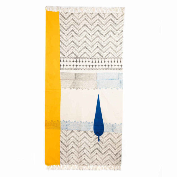 Handgefertigter Leinen Blockdruck Tischläufer Sarv Ghajar