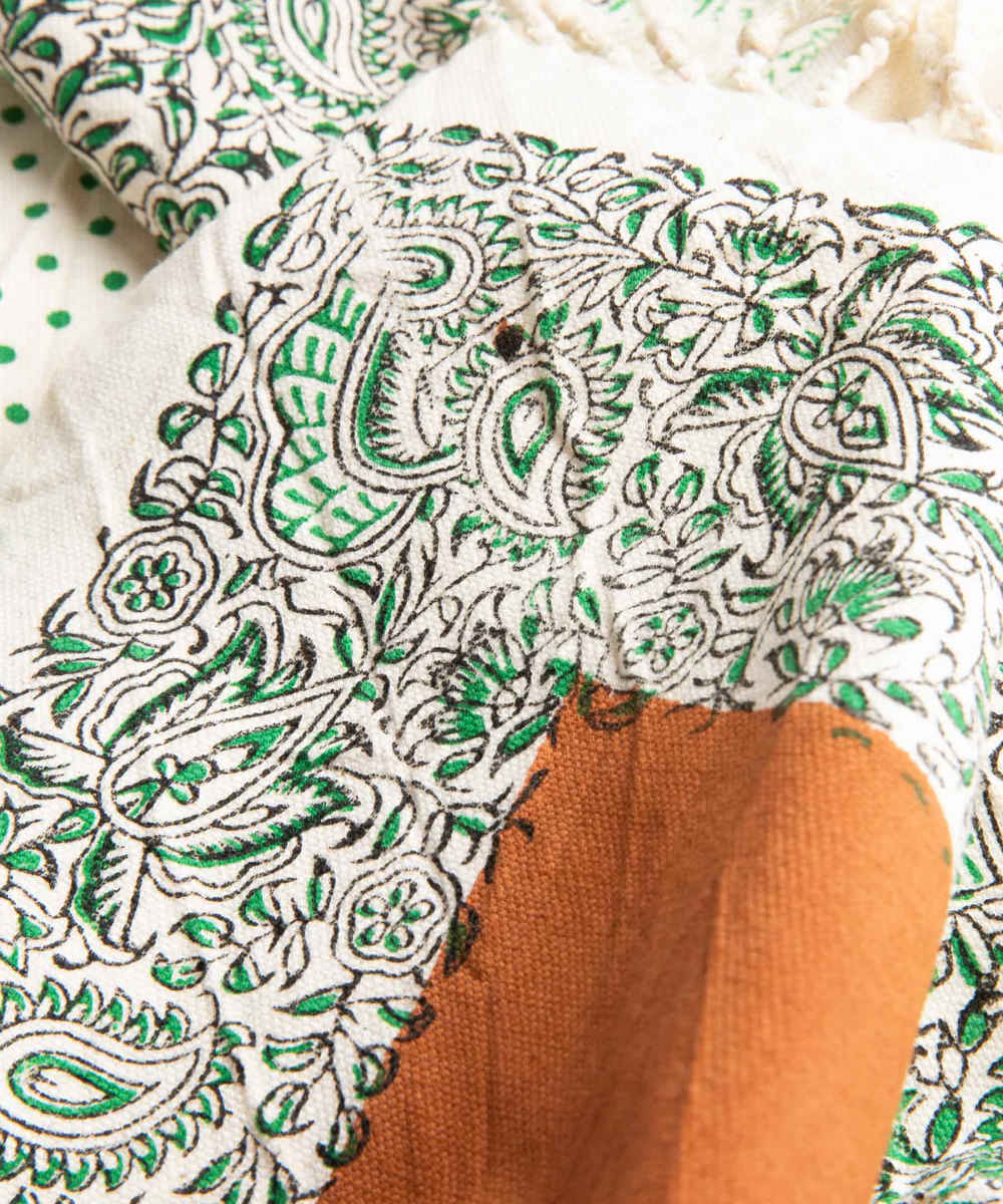 Leinen Tischdecke Blockdruck Modell Badam