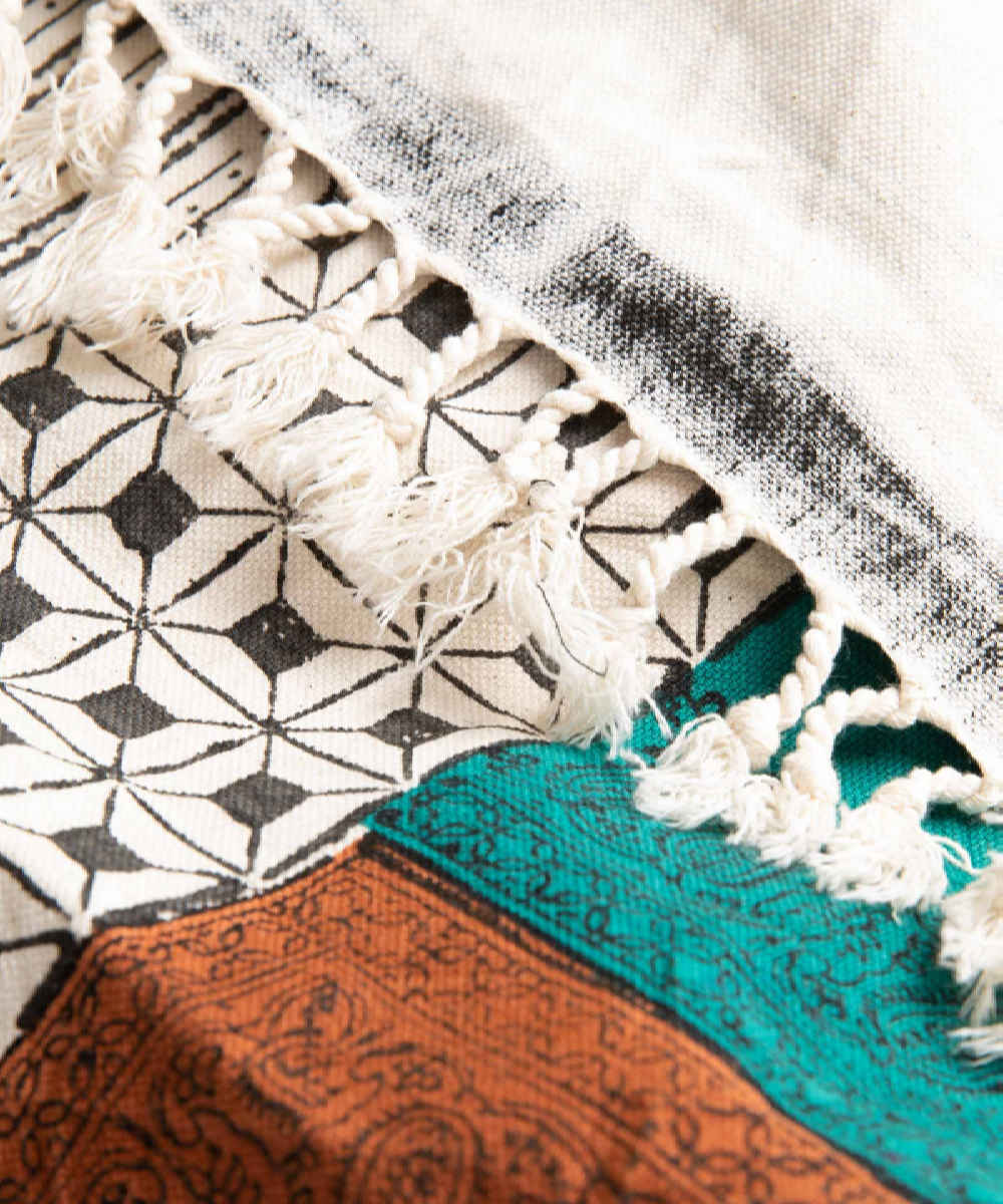 Leinen Tischdecke Blockdruck Modell Paeez