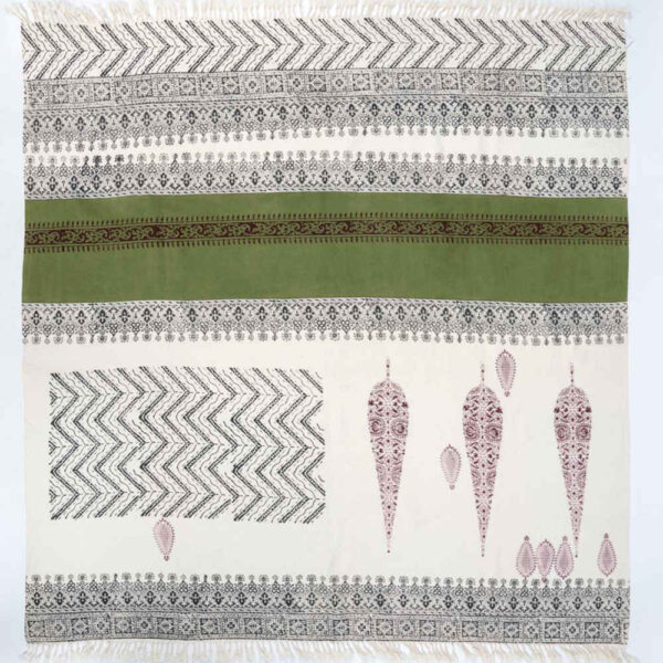 Leinen Tischdecke Blockdruck Modell Sarv Azad