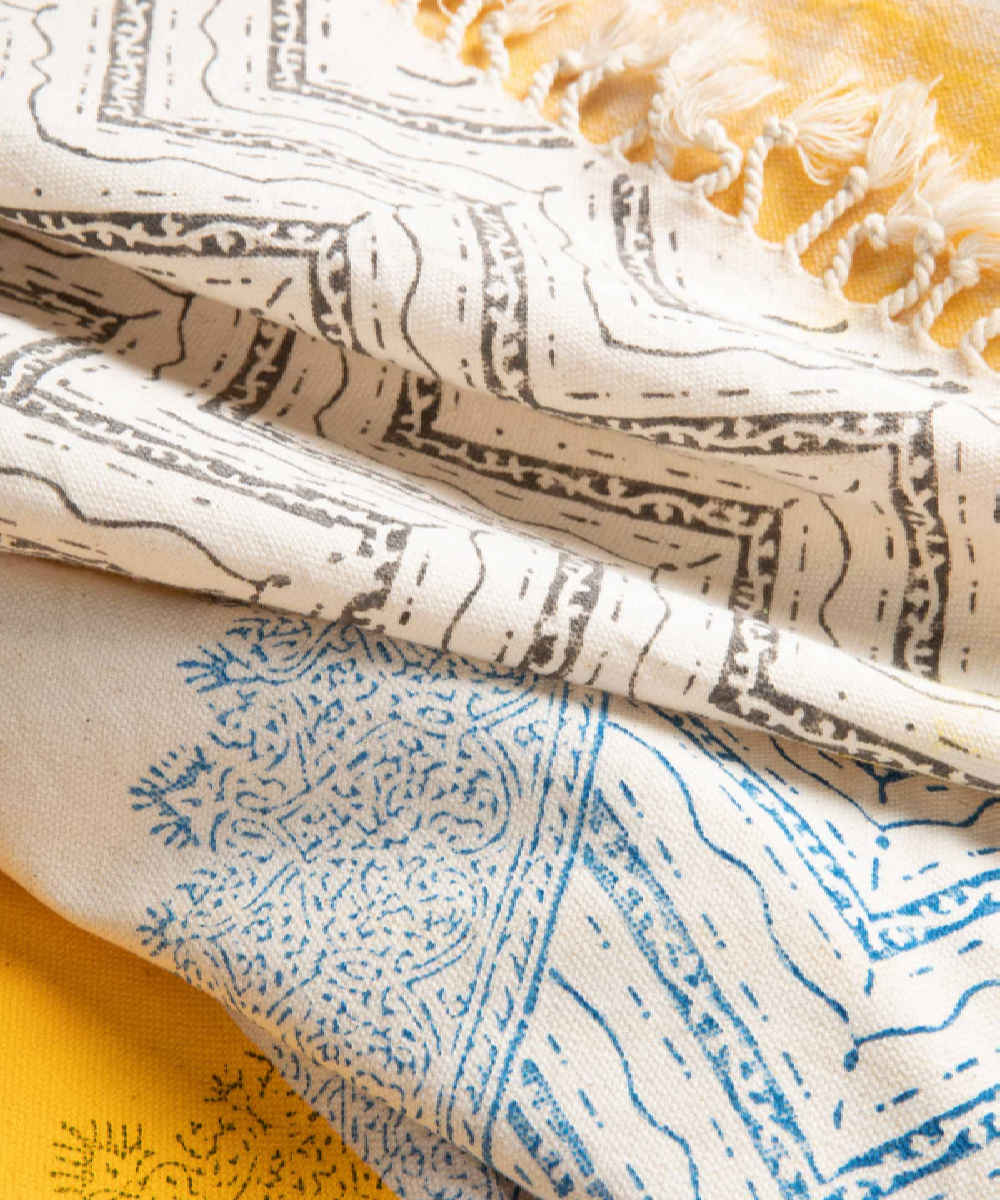 Leinen Tischdecke Blockdruck Modell Sarv Ghajar