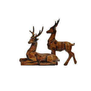 Set aus 2 braunen dekorativen Hirschfiguren – Waldtier-Dekor