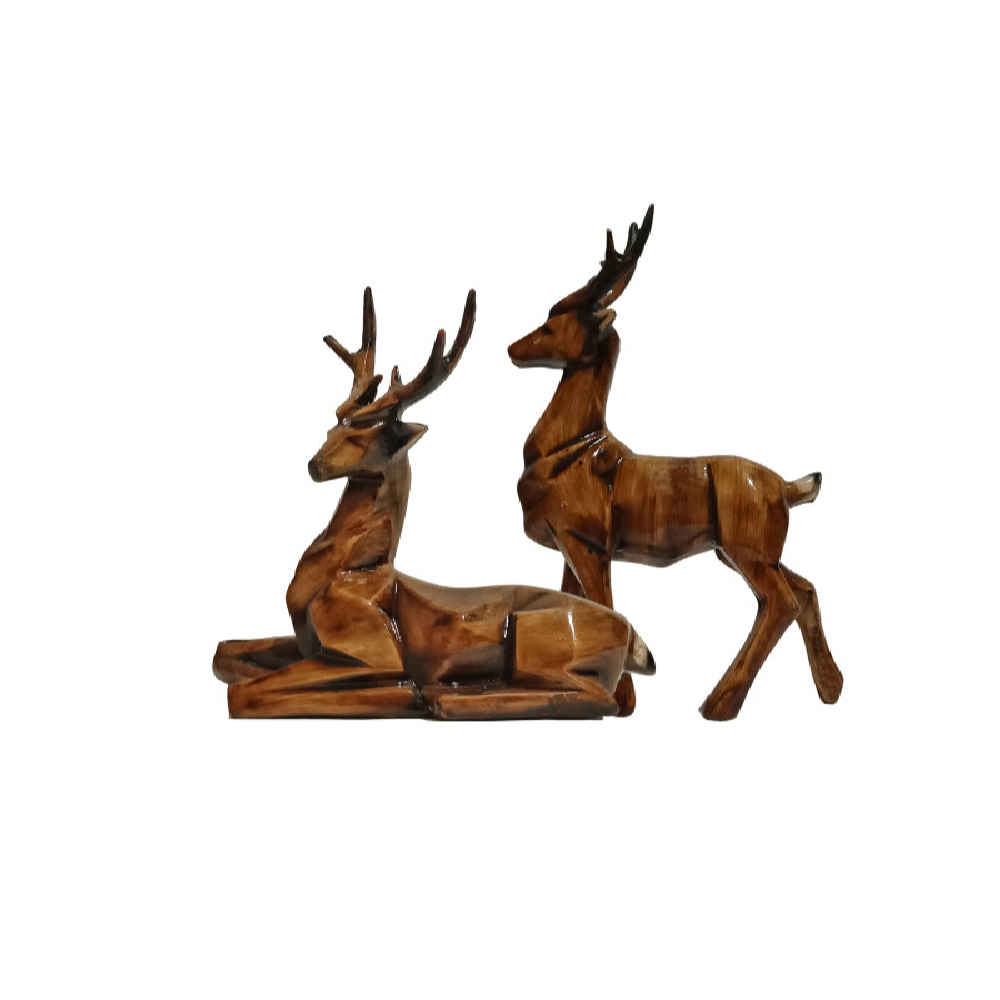 Set aus 2 braunen dekorativen Hirschfiguren - Waldtier-Dekor