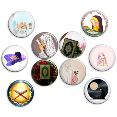 Jashn e Taklif Button Pins mit islamischen Motiven, 10er Set
