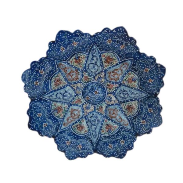 Dekorativer Kupferteller handgemalt mit persischem Minakari Emaille Khataei