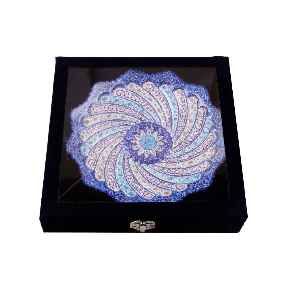 Dekorativer Kupferteller handgemalt mit persischer Minakari Emaille Leila