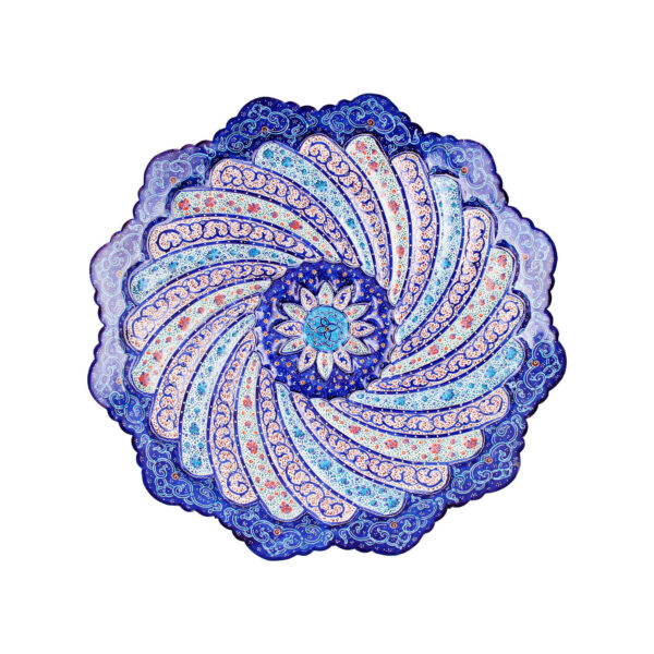 Dekorativer Kupferteller handgemalt mit persischer Minakari Emaille Leila