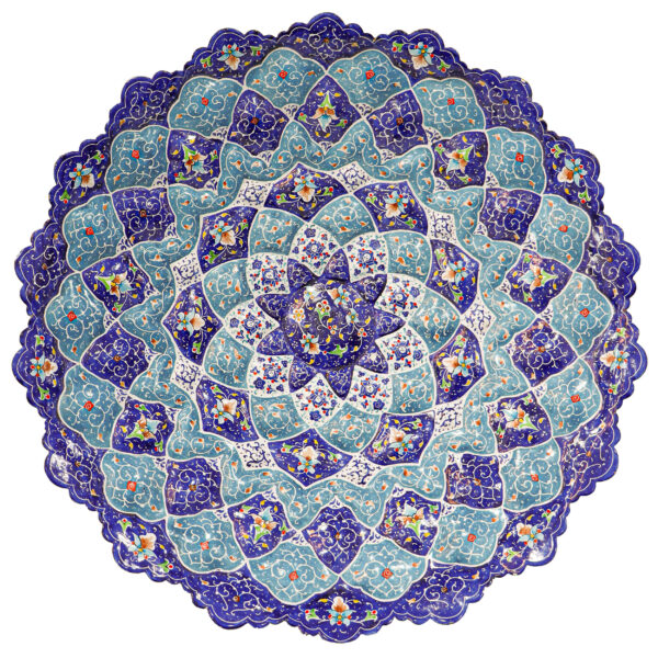 Dekorativer Kupferteller handgemalt mit persischer Minakari Emaille Toranj