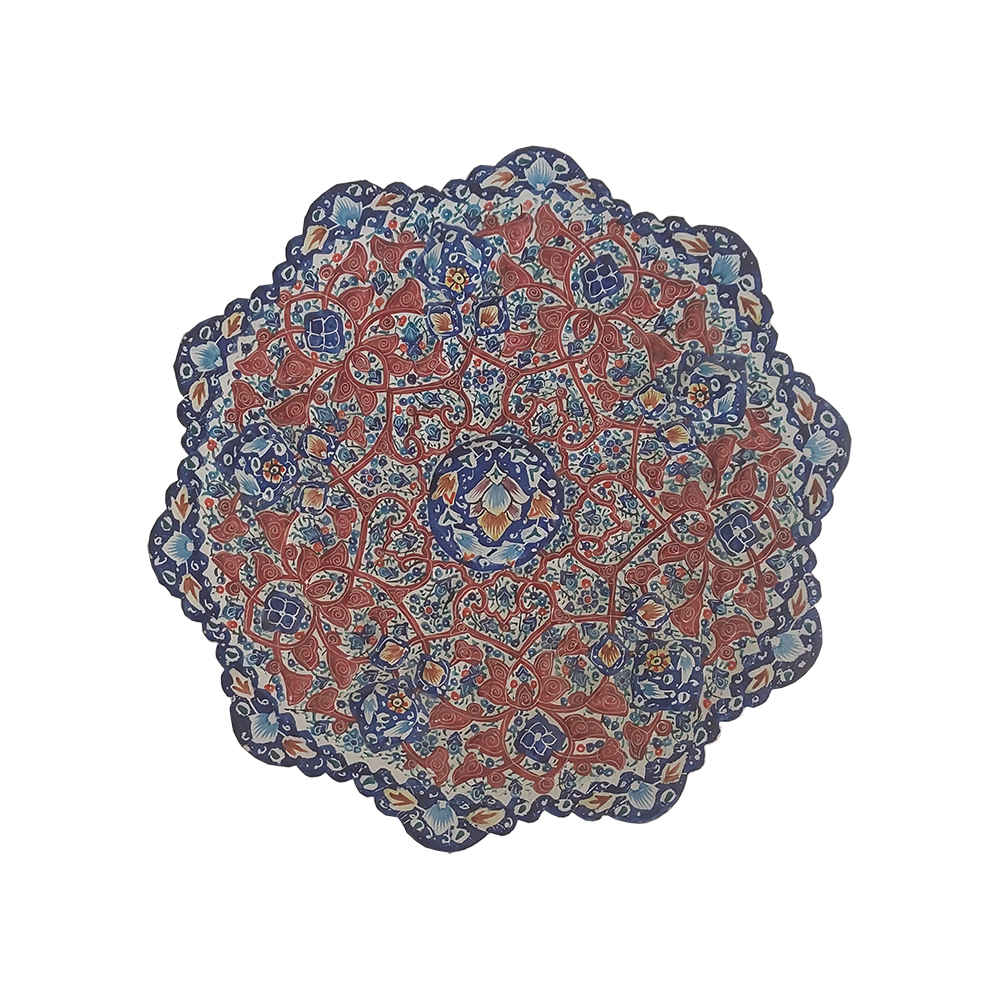 Dekorativer Kupferteller handgemalt mit persischer Minakari Emaille Panah