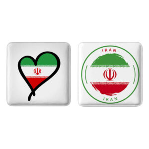 Persisches Ansteckbutton-Set – Flagge Irans (2 Stück)