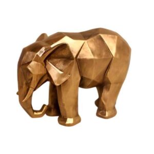 Geometrische goldene Polyester-Elefantenfigur im Kubismus-Stil – Dekorative Statue