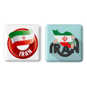 Persisches Ansteckbutton-Set – Flagge Irans (2 Stück)