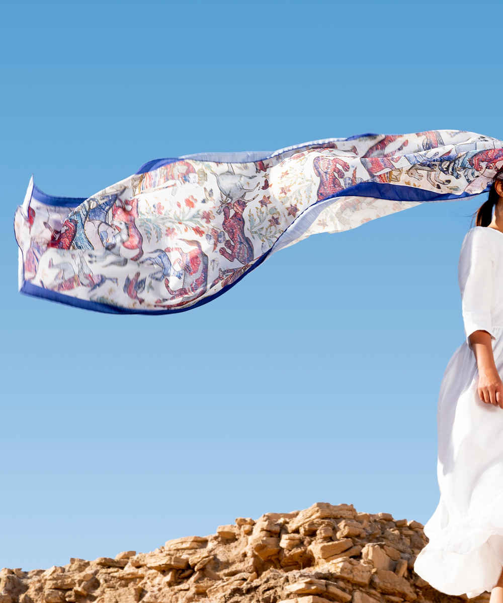 Persischer Bedruckter Schal für Frauen Künstlerisch Modell Rakhsh