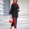 Persisches besticktes Manto & Hosen-Set Modell Delbar