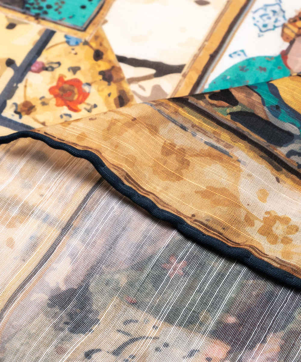 Persischer Seiden-Hals-Schal für Frauen – Luxuriös und Lebhaft Quadrat Khosro o Shirin