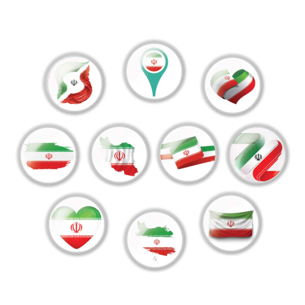 Persisches Ansteckbutton-Set - Flagge Irans (10 Stück)