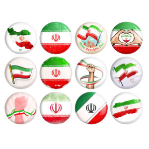 Persisches Ansteckbutton-Set – Flagge Irans (12 Stück)