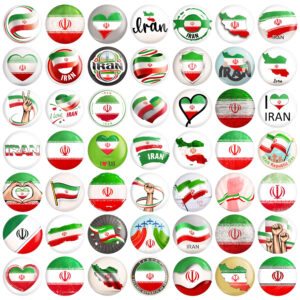 Persisches Ansteckbutton-Set – Flagge Irans (49 Stück)